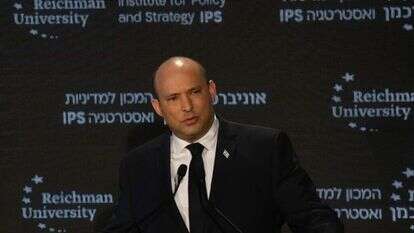 ראש הממשלה נפתלי בנט נואם בכנס של אוניברסיטת רייכמן. | עמוס בן גרשום/ לע"מ