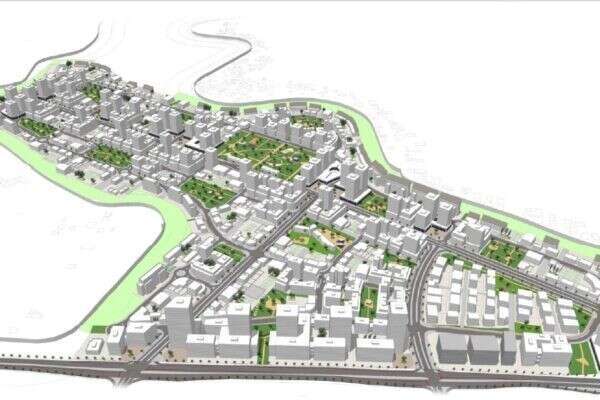 לחצים אדירים מבית ומחוץ לגנוז את המיזם, הדמיה של השכונה החדשה בעטרות. | אדריכל יובל קדמון