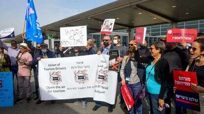 הפגנת עובדי התיירות בנתב"ג, | אבשלום ששוני, פלאש 90