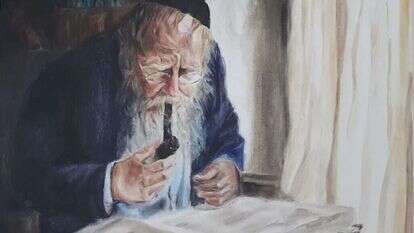 בעל השכלה בכל תחומי הדעת. מרים סטיווי, "הרב עדין שטיינזלץ", 2020. מוצג בתערוכת "לאל ידי" בישיבת שיח יצחק