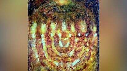 אחד מסמלי בית המקדש הזכורים בערגה רבה. יורם רענן, "מנורת הזהב", צבעי מים על נייר עם פסטל, 2010