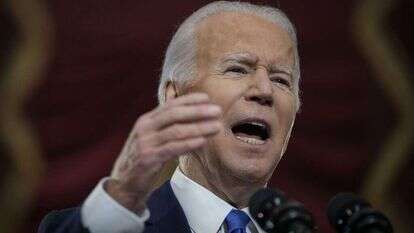 נשיא ארה"ב ג'ו ביידן נואם בציון אירועי הפריצה לקפיטול. | EPA