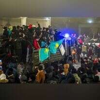 מפגינים באלמטי, השבוע. | AFP