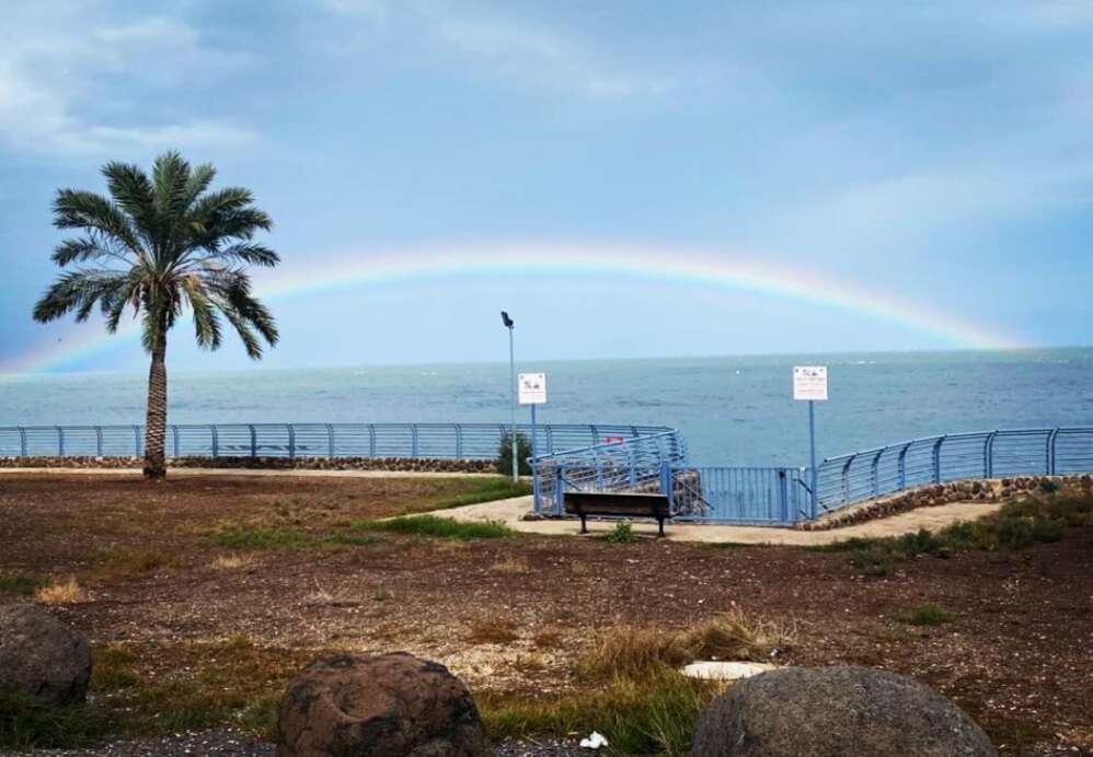קשת מעל הכינרת, חוף שקמים. | נחום משה, איגוד ערים כינרת