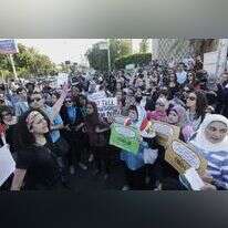 מחאה נגד אלימות כלפי נשים במצרים. | AP