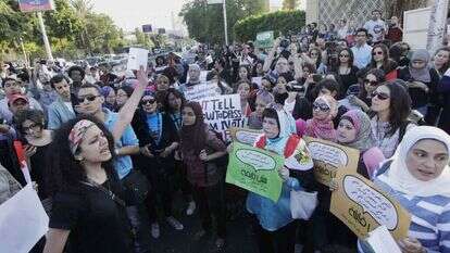 מחאה נגד אלימות כלפי נשים במצרים. | AP
