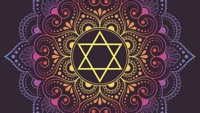 במנדלה של ספר יצירה שני המשולשים ההפוכים - המגן דוד - הם זכר ונקבה המונחים זה על זה. איור: שאטרסטוק