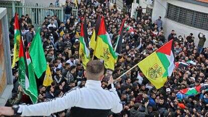 הלווית המחבלים בשכם. | AFP