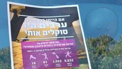 מודעה שחולקה בתל אביב נגד קמפיין "אלימות המתנחלים"