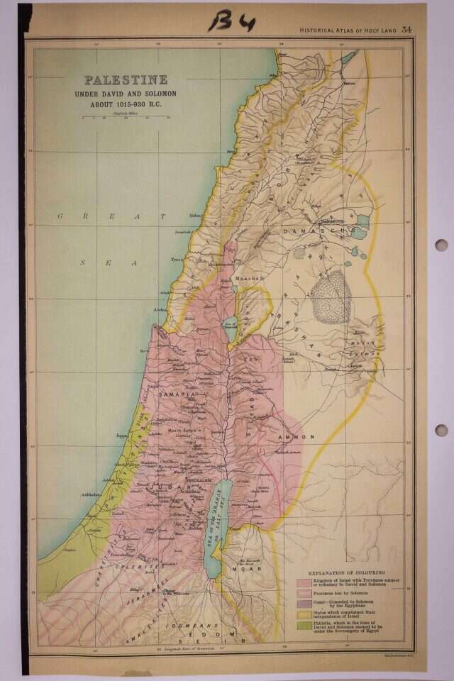 ראש ממשלת בריטניה לויד ג'ורג' קבע את הגבולות לפי השבטים ולפי מלכות דוד ושלמה. מפת האזור בתקופת המלכים