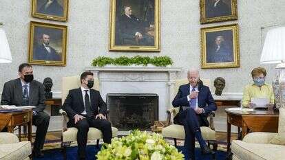 זלנסקי וביידן בבית הלבן, ספטמבר 2021. | AP זלנסקי וביידן בבית הלבן, ספטמבר 2021. | AP
