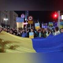 הפגנת תמיכה באוקראינה בתל-אביב. | EPA