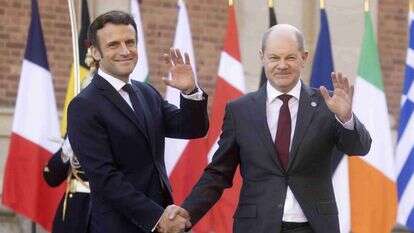 קנצלר גרמניה אלף שולץ ונשיא צרפת עמנואל מקרון בכינוס האיחוד האירופאי בוורסאי, בשבוע שעבר. | AFP