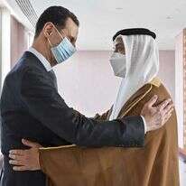 שייח' מנצור בן זאיד אל נהיאן ונשיא סוריה בשאר אל אסד בפגישתם באיחוד האמירויות. | EPA