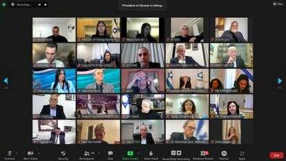 זלנסקי נואם בפני חברי הכנסת בזום