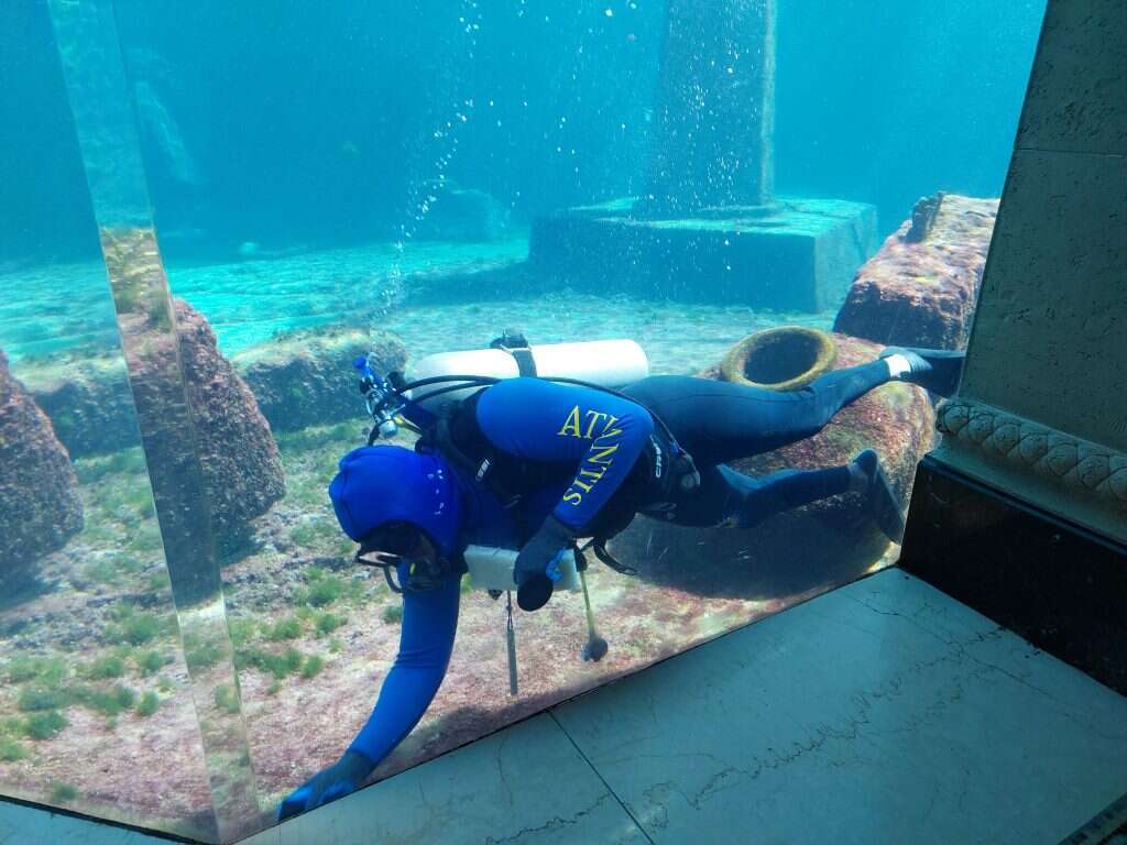 לא כל הבריכות מיועדות לשכשוך אנושי. ניקוי האקווריום הגדול במלון. | מיכאל טוכפלד