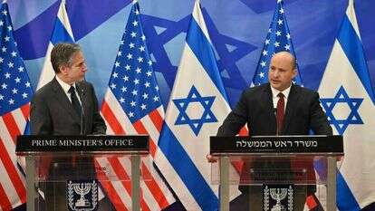 ראש הממשלה, נפתלי בנט, ומזכיר המדינה האמריקני, אנתוני בלינקן. | קובי גדעון/ לע"מ