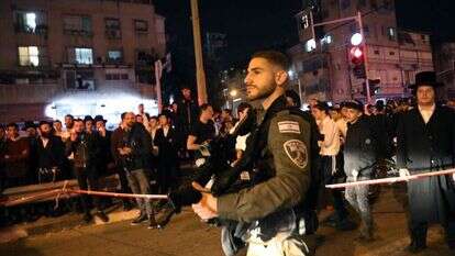 אזור הפיגוע בבני־ברק. | AFP