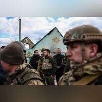 נשיא אוקראינה זלנסקי בביקור בבוצ'ה, השבוע. | AFP