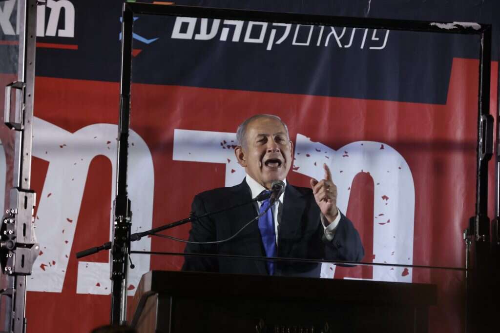 נתניהו נואם בעצרת. | אוליבייה פיטוסי, פלאש 90