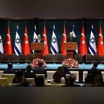 הנשיא הרצוג וארדואן במסיבת עיתונאים בעת ביקורו באנקרה. | AFP