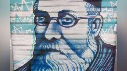 הדמות המפורסמת ביותר בשושלת, ר' יוסף (יושעה) ריבלין. ציור קיר בשוק מחנה יהודה בירושלים. | משה נחמני