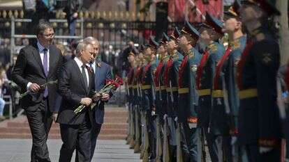 פוטין ונתניהו בטקס "יום הניצחון" במוסקבה, מאי 2018. | AP