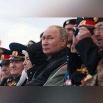 נשיא רוסיה ולדימיר פוטין בטקס יום השנה לסוף המלחמה באירופה. | EPA