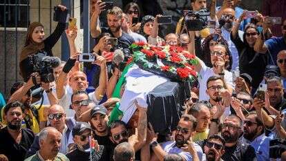 ארונה של אבו-עאקלה בירושלים, אתמול. | ג'מאל ארד, פלאש 90