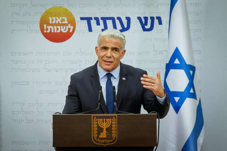 יאיר לפיד בישיבת סיעת יש עתיד, היום. | אוליבייה פיטוסי, פלאש 90