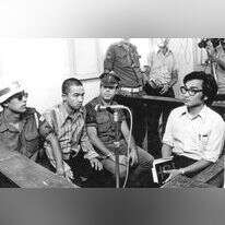 אוקמוטו אזוק בבית הדין הצבאי בצריפין, 12 ביולי 1972. | גטי אימג'ס