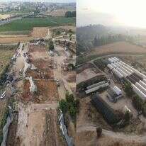 המתחם הלא חוקי בגדרה לפני ההריסה ולאחריה. | הרשות לאכיפה במקרקעין