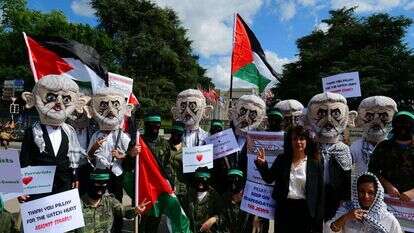 מפגן המחאה מול מטה האו"ם בז'נבה, של פעילי ארגון "שורת הדין". הקרדיט: ארגון שורת הדין