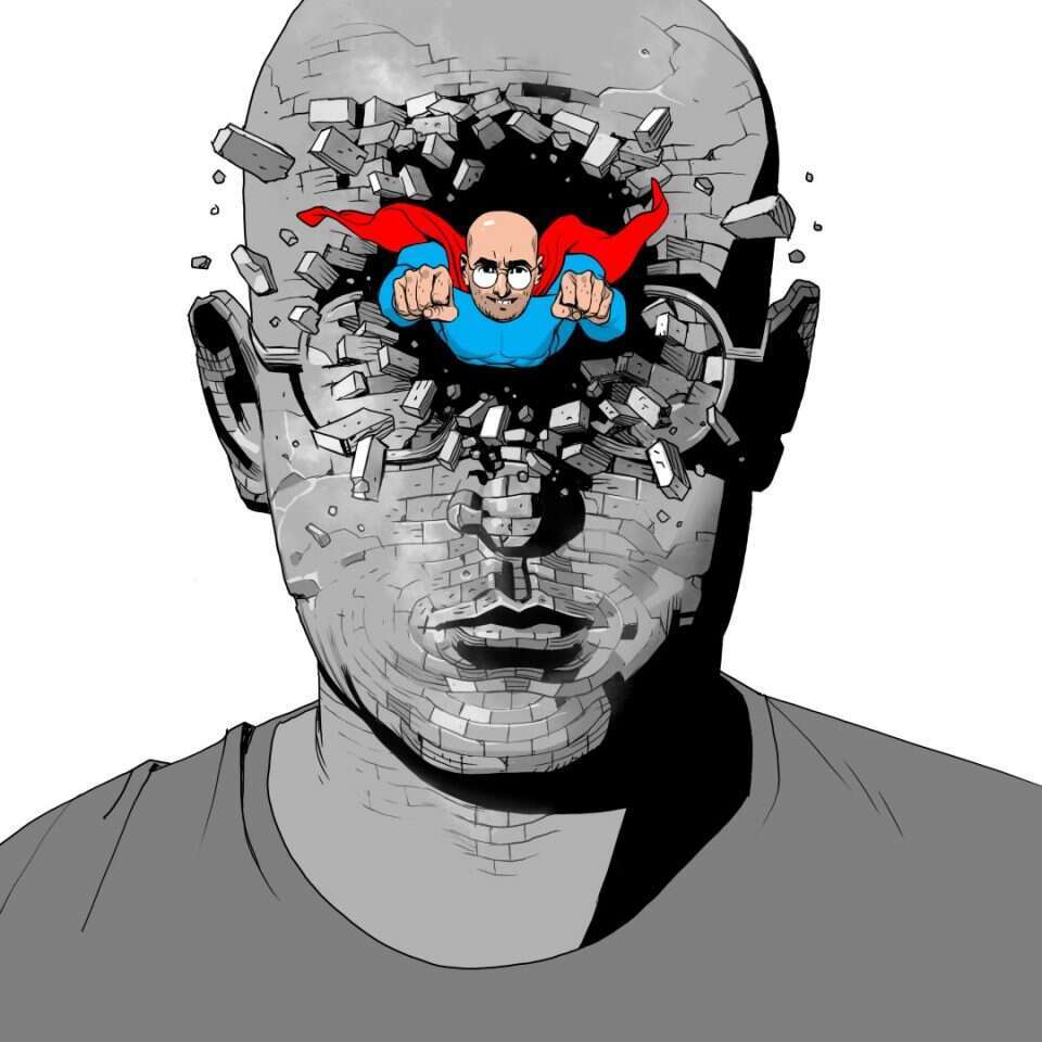 האסטרונאוט המזרחי הראשון. איור: אסף חנוכה