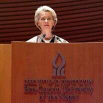 נשיאת הנציבות האירופית, אורסולה פון דר ליין, באוניברסיטת בן-גוריון. | AFP