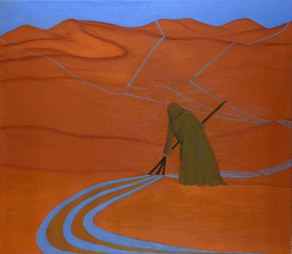 שמעון פינטו, "חורץ שמים", שמן על בד, 2012. | ציקי אייזנברג