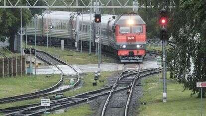 רכבת ממוסקבה בתחנת הגבול בין ליטא לקלינינגרד, השבוע. | EPA