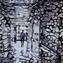 שוקע אל תוך עולם פנימי שבו הוא מרגיש רע, נרדף ומפורק. דסי שלום- נמני, מתוך התערוכה "זמן סדוק" בגלרית המקלט, ירושלים