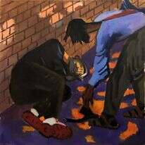 בנו הרגיש במיוחד של יונתן נמשך בעבותות קסם אל חסר הבית. נטליה זורבובה, "אוסטין", שמן על בד, 2019