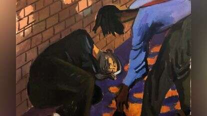 בנו הרגיש במיוחד של יונתן נמשך בעבותות קסם אל חסר הבית. נטליה זורבובה, "אוסטין", שמן על בד, 2019