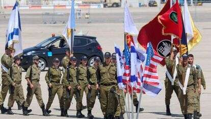 החזרות הגנרליות בנתב"ג לטקס הנחיתה של ביידן. | AFP