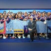 ביידן עם משלחת ארה"ב למכבייה, בטקס הפתיחה באיצטדיון טדי. | AFP