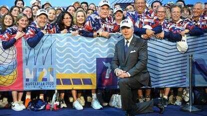 ביידן עם משלחת ארה"ב למכבייה, בטקס הפתיחה באיצטדיון טדי. | AFP