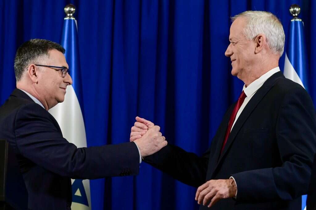 גנץ וסער בהכרזה על מיזוג מפלגותיהם, השבוע. | תומר נויברג, פלאש 90