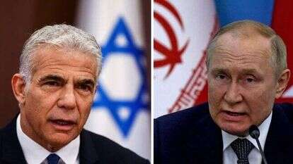 נשיא רוסיה ולדימיר פוטין וראש הממשלה יאיר לפיד. צילומים: AFP, EPA