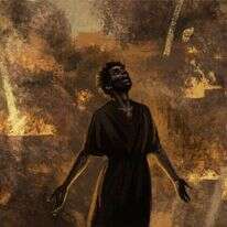 טיטוס לא התכוון לשרוף את המקדש ובזז אותו בנוהל רומי רגיל. מתוך הסרט "אגדת חורבן". איור: דוד פולונסקי ומיכאל פאוסט