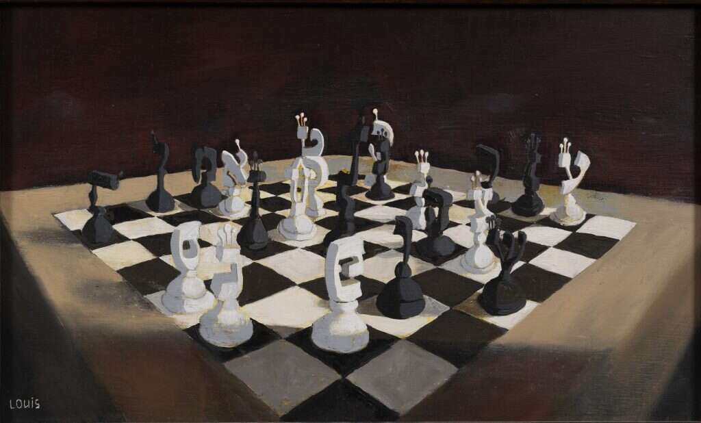 רב דוד לואיס, "שחמט", שמן על קנווס, 2010. מתוך התערוכה של ציוריו "איחוי שברי המראה", | טל בדראק