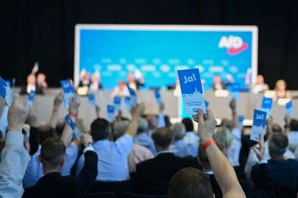 מצביעים בוועידת המפלגה AfD חברי במדינת באדן־וירטמברג. | גטי אימג'ס