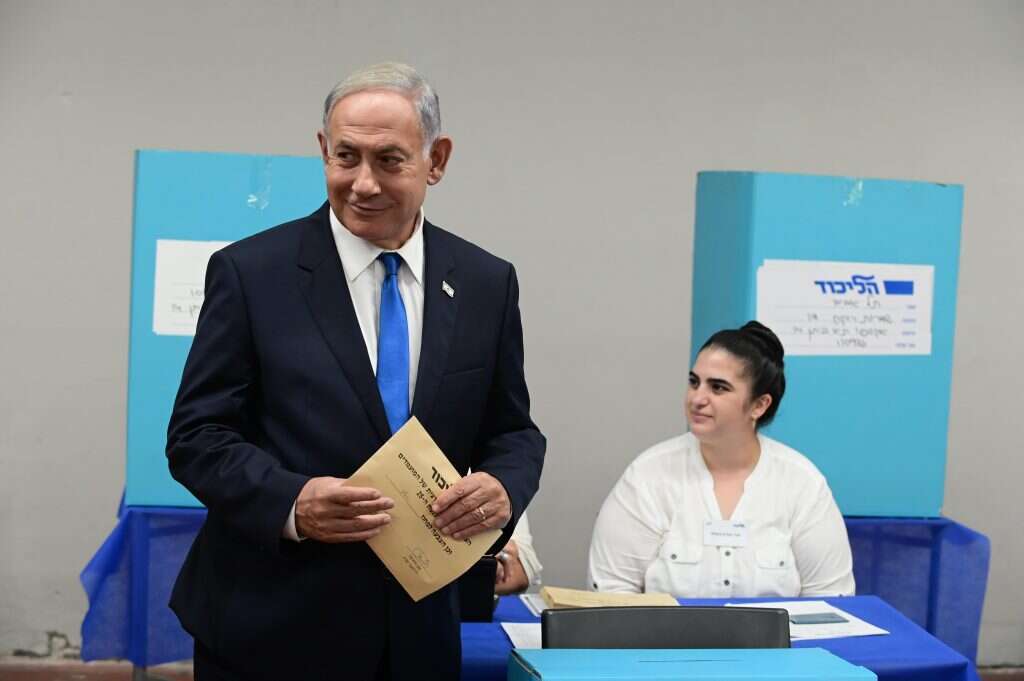 נתניהו מצביע בפריימריז בליכוד, 2022. | תומר נויברג - פלאש 90