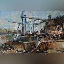 אורה עוזיאל, "מעפילים", אקריליק, 2018 אורה עוזיאל, "מעפילים", אקריליק, 2018